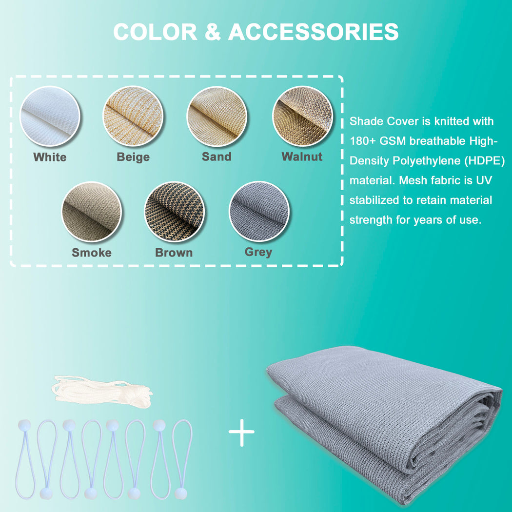 HDPE Pergola / Patio Cover Panel w/ 4 side Hems & Grommets - Grey