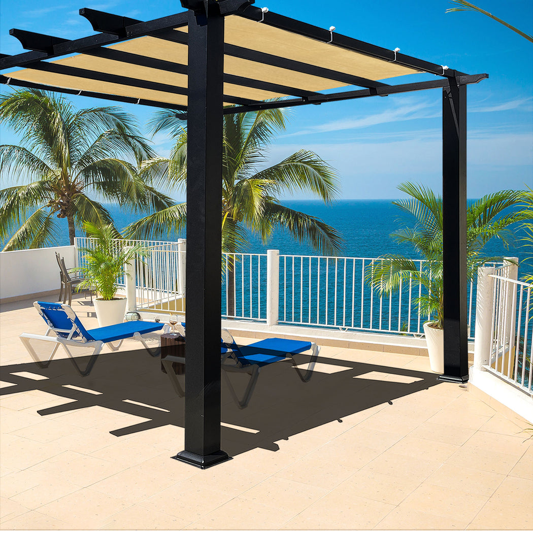 HDPE Pergola / Patio Cover Panel w/ 4 Side Hems & Grommets - Sand