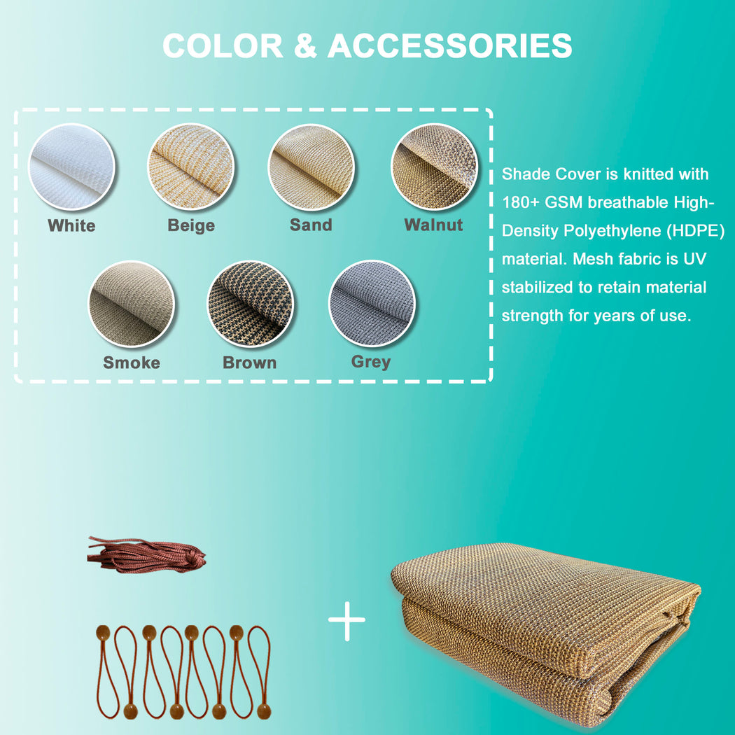 HDPE Pergola / Patio Cover Panel w/ 4 Side Hems & Grommets - Walnut