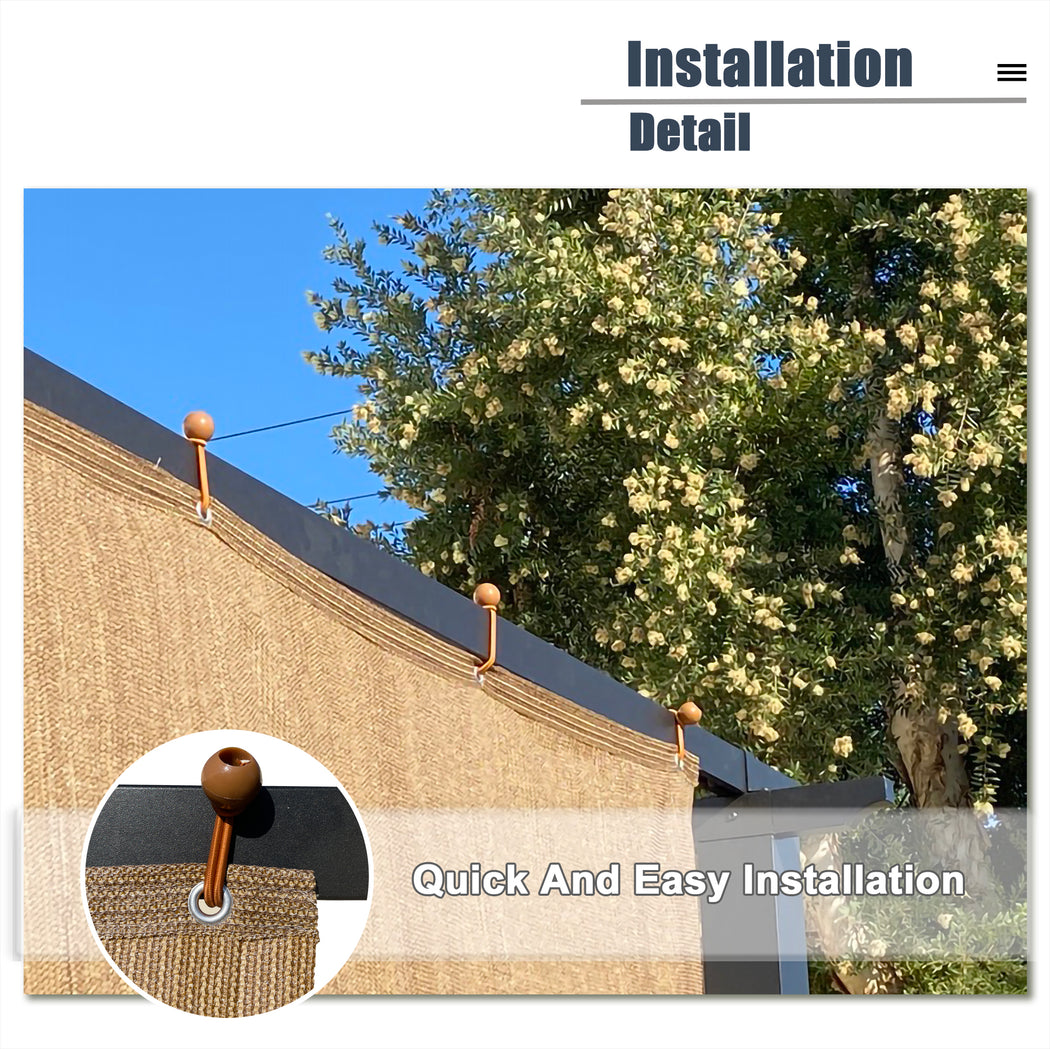 Custom Sized Sun Shade Privacy Panel (2 Sides Hemmed w/Grommets) - Walnut (Width x Height)