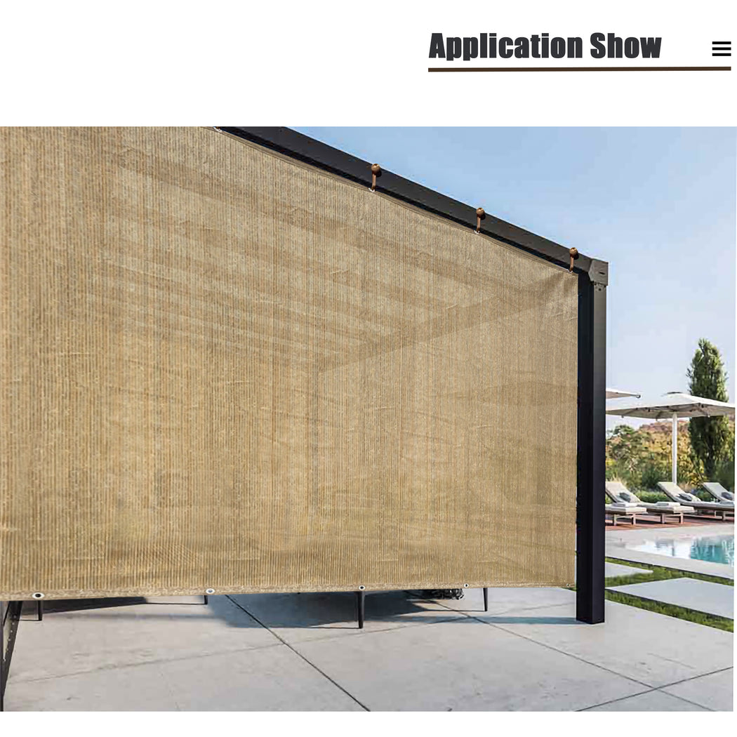 Custom Sized Sun Shade Privacy Panel (2 Sides Hemmed w/Grommets) - Walnut (Width x Height)