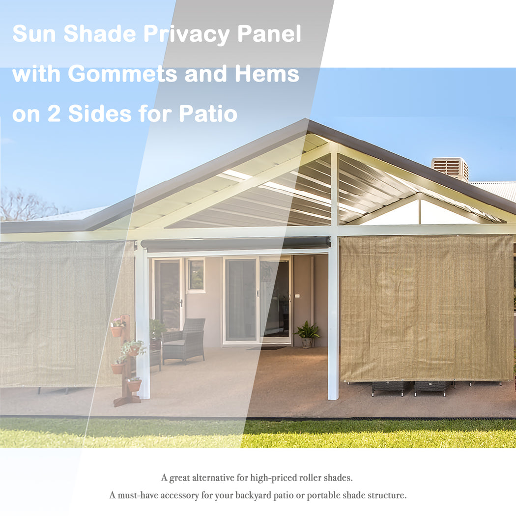 Custom Sized Sun Shade Privacy Panel (2 Sides Hemmed w/Grommets) - Walnut (Width x Height)