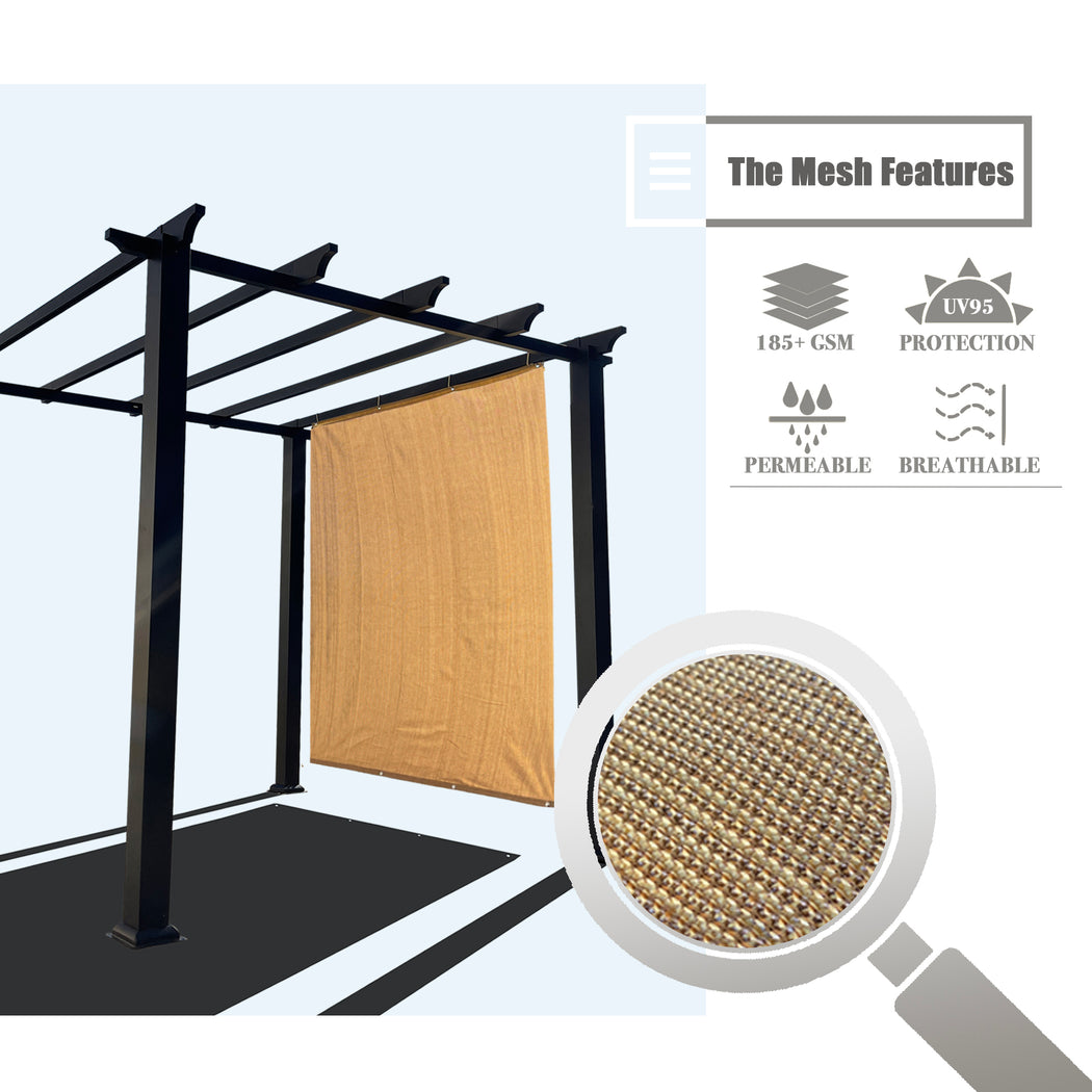 Custom Sized Sun Shade Privacy Panel (2 Sides Hemmed w/Grommets) - Walnut (Width x Height)