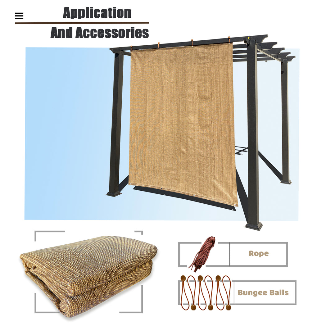 Custom Sized Sun Shade Privacy Panel (2 Sides Hemmed w/Grommets) - Walnut (Width x Height)
