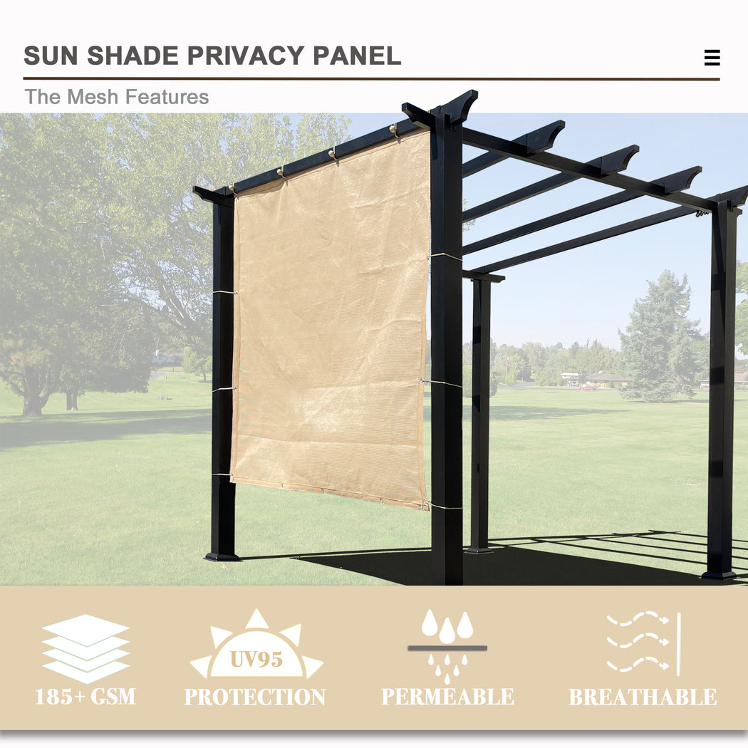 Custom Sized Sun Shade Privacy Panel (4 Sides Hemmed w/Grommets) - Banha Beige