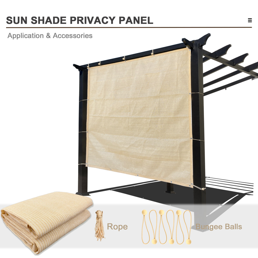 Custom Sized Sun Shade Privacy Panel (4 Sides Hemmed w/Grommets) - Banha Beige