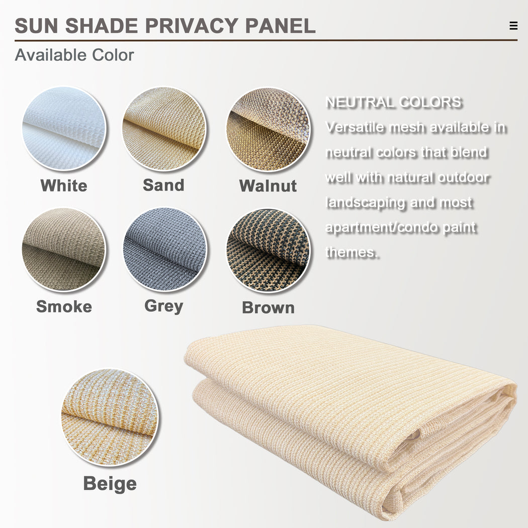 Custom Sized Sun Shade Privacy Panel (4 Sides Hemmed w/Grommets) - Banha Beige
