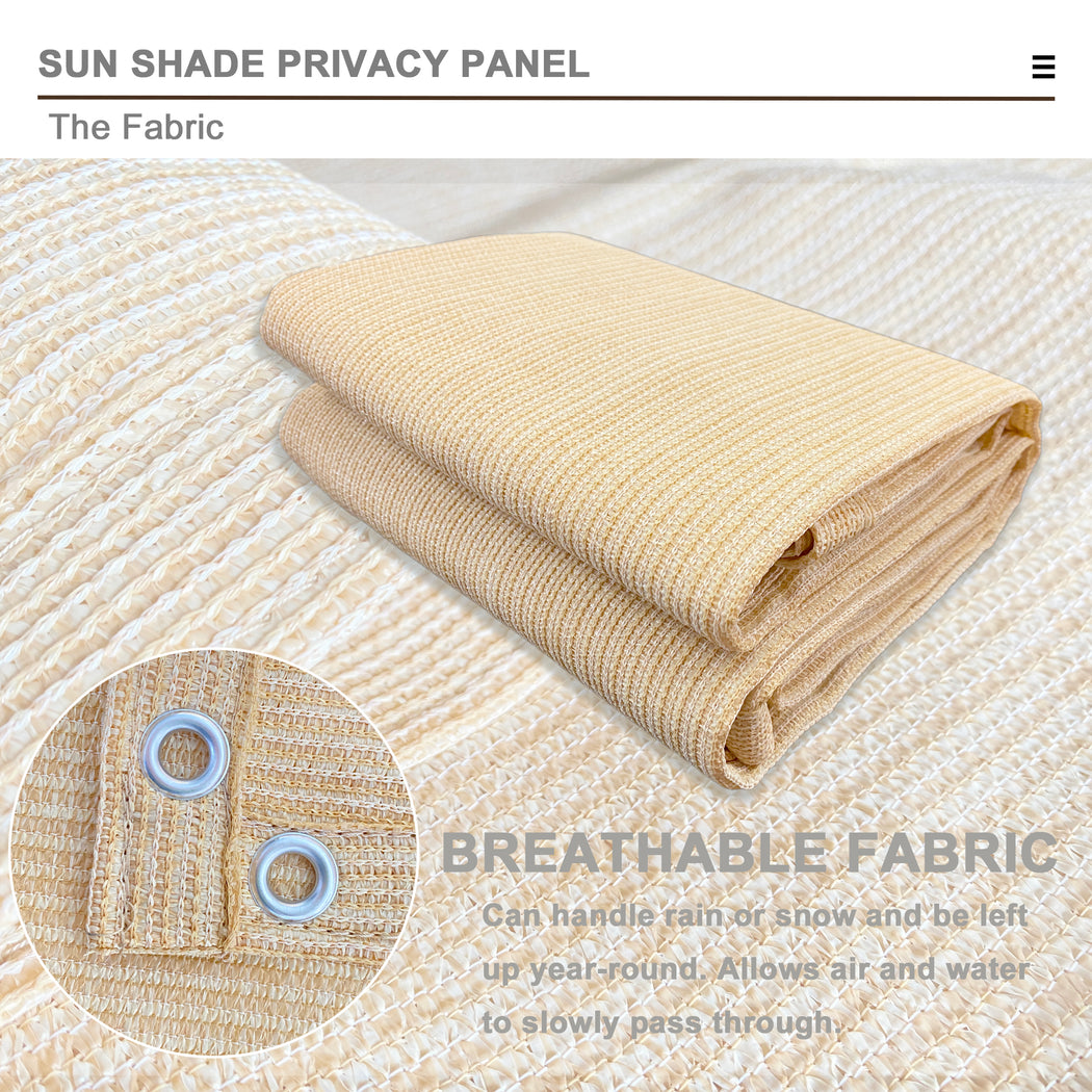 Custom Sized Sun Shade Privacy Panel (4 Sides Hemmed w/Grommets) - Banha Beige