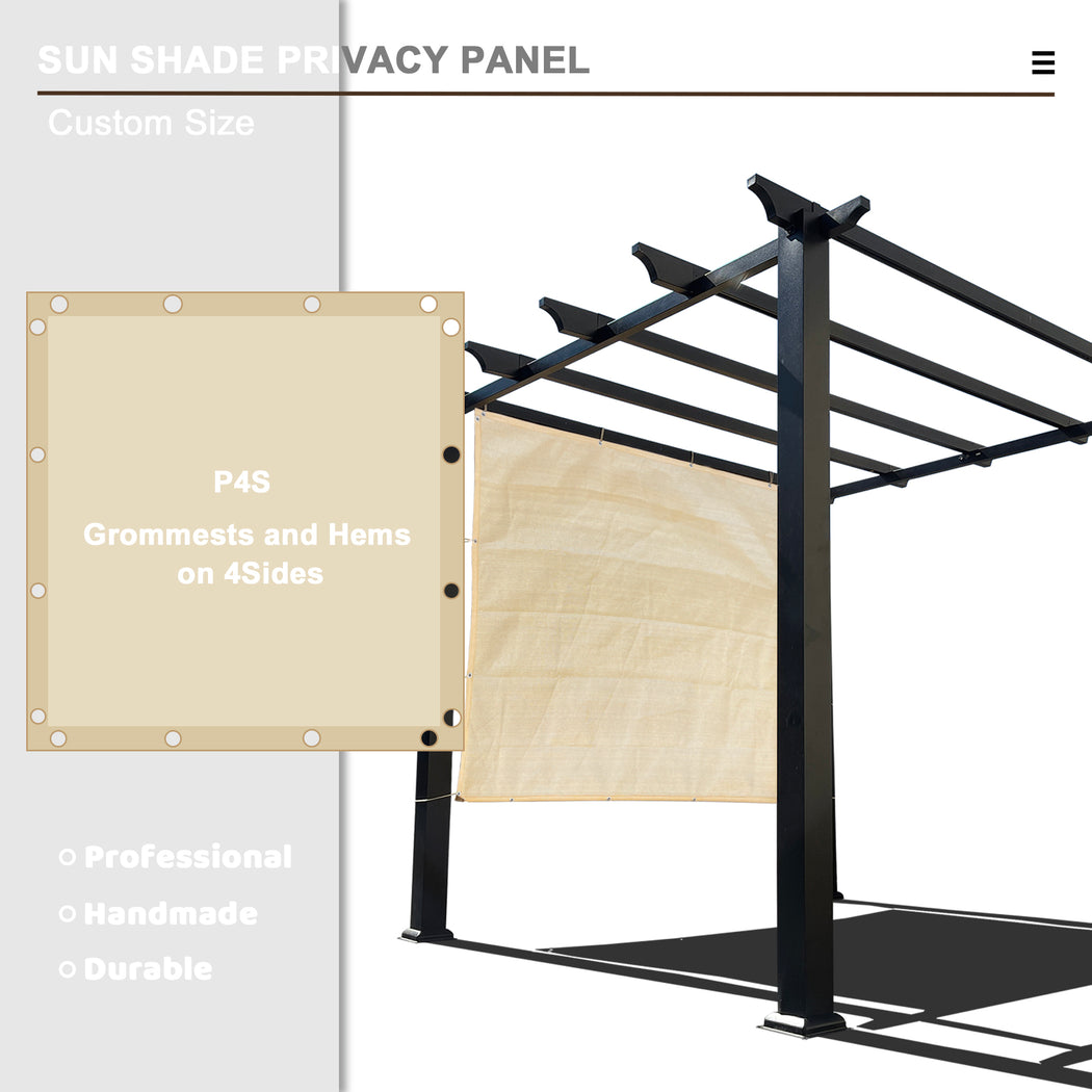 Custom Sized Sun Shade Privacy Panel (4 Sides Hemmed w/Grommets) - Banha Beige