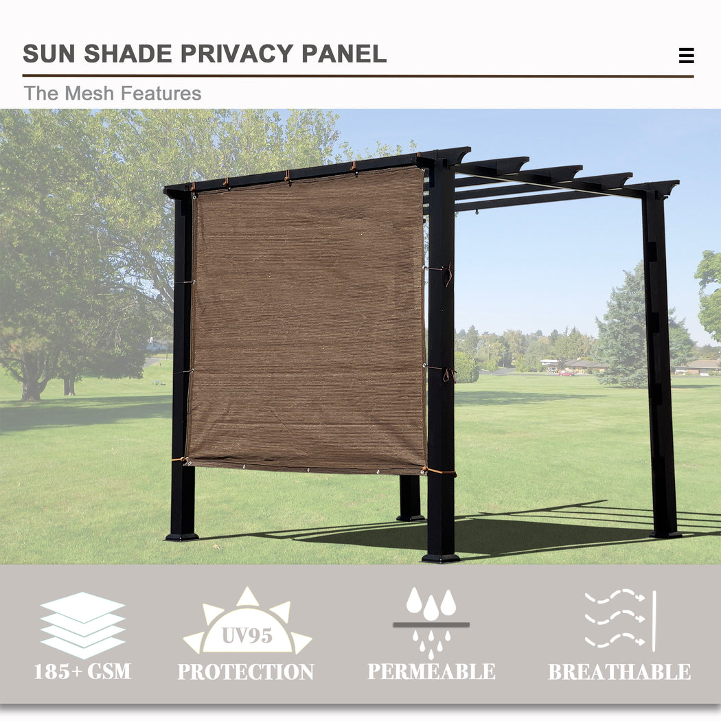 Custom Sized Sun Shade Privacy Panel (4 Sides Hemmed w/Grommets) - Mocha Brown