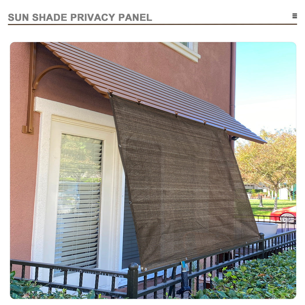 Custom Sized Sun Shade Privacy Panel (4 Sides Hemmed w/Grommets) - Mocha Brown