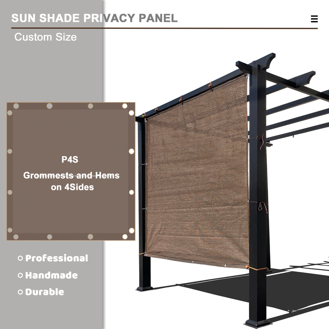 Custom Sized Sun Shade Privacy Panel (4 Sides Hemmed w/Grommets) - Mocha Brown