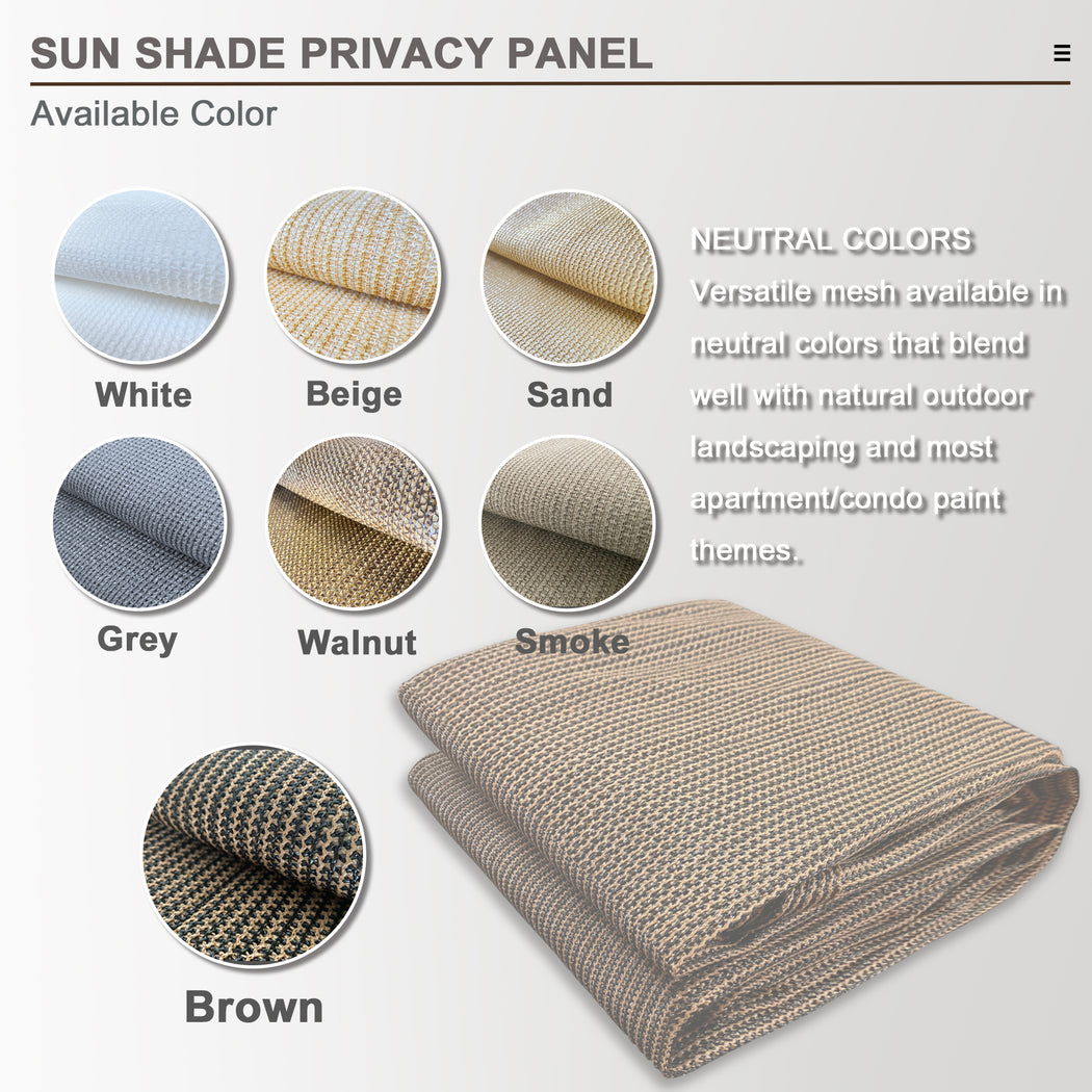 Custom Sized Sun Shade Privacy Panel (4 Sides Hemmed w/Grommets) - Mocha Brown