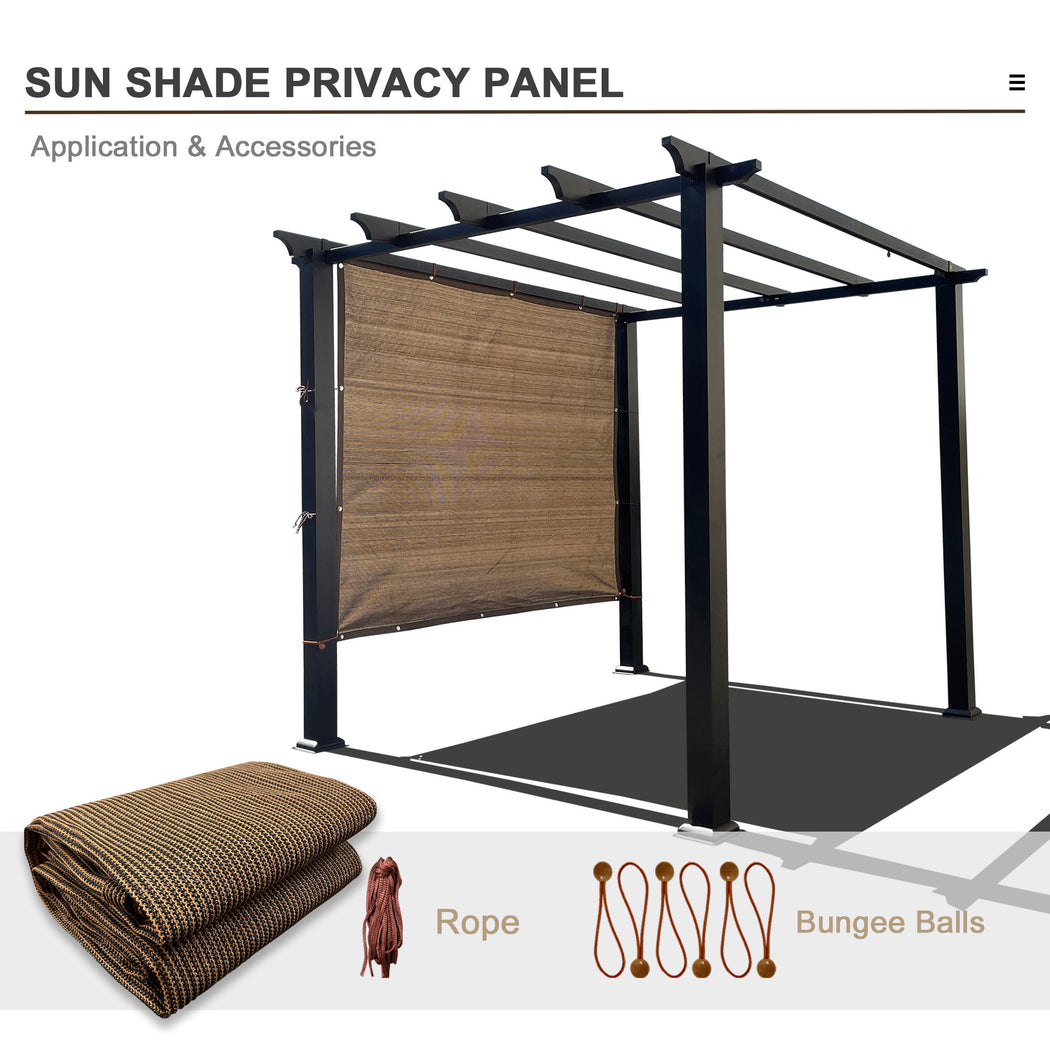 Custom Sized Sun Shade Privacy Panel (4 Sides Hemmed w/Grommets) - Mocha Brown