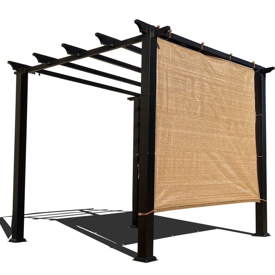 Custom Sized Sun Shade Privacy Panel (4 Sides Hemmed w/Grommets) - Walnut
