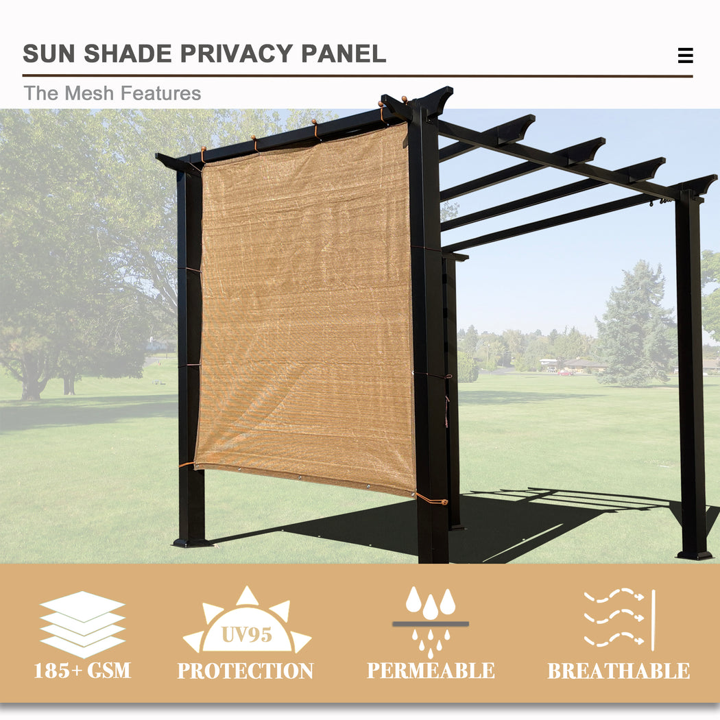 Custom Sized Sun Shade Privacy Panel (4 Sides Hemmed w/Grommets) - Walnut