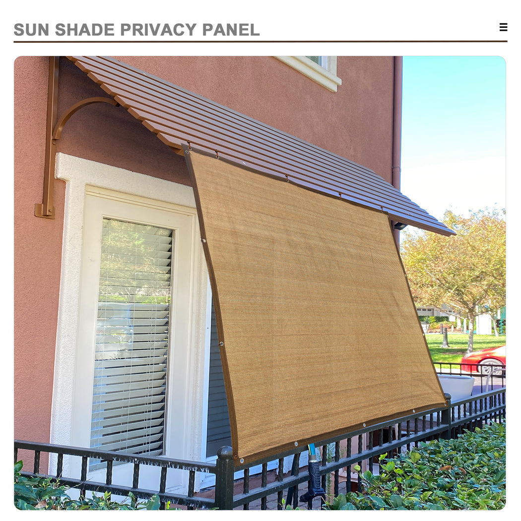 Custom Sized Sun Shade Privacy Panel (4 Sides Hemmed w/Grommets) - Walnut