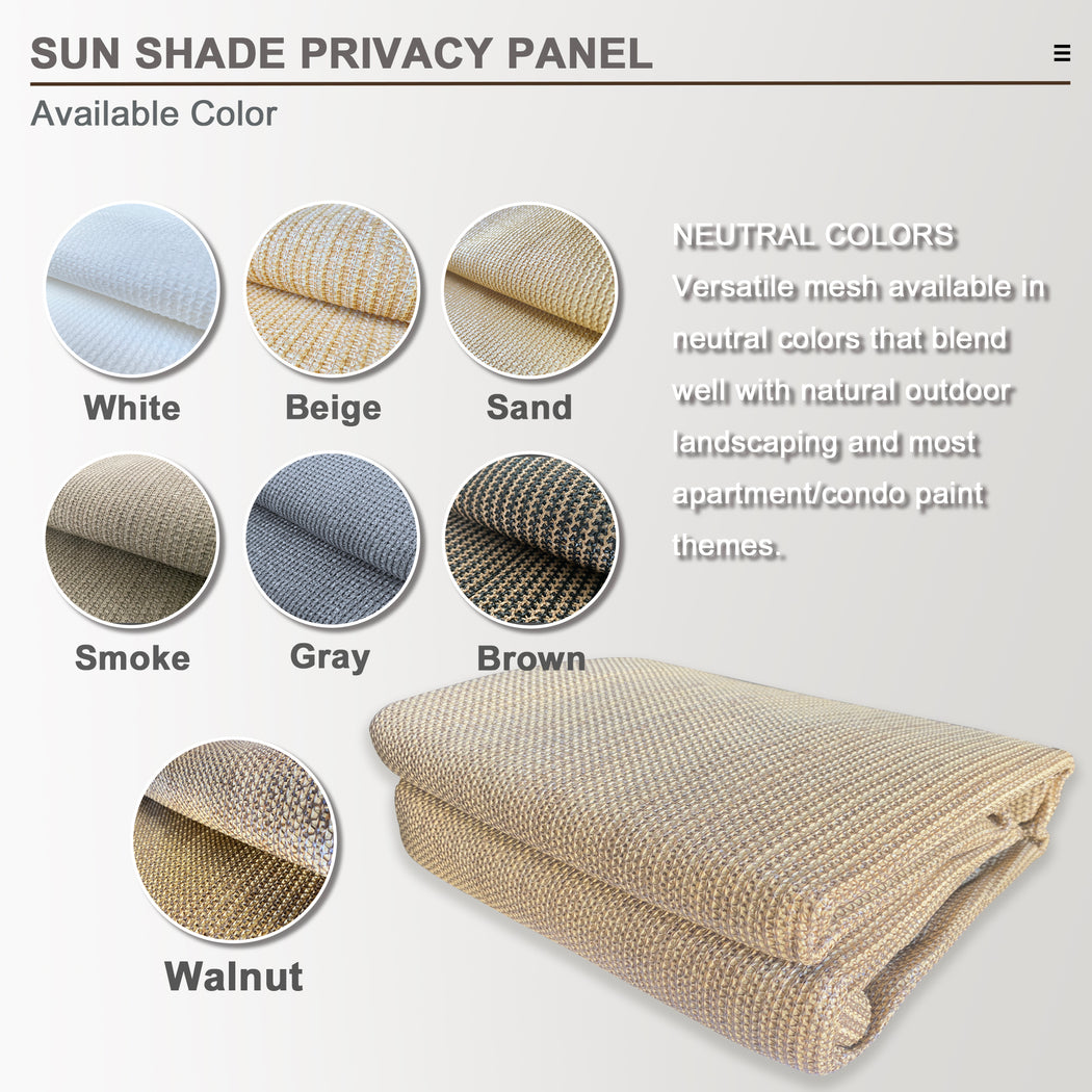 Custom Sized Sun Shade Privacy Panel (4 Sides Hemmed w/Grommets) - Walnut