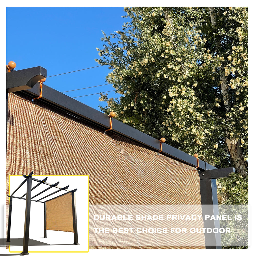 Custom Sized Sun Shade Privacy Panel (4 Sides Hemmed w/Grommets) - Walnut