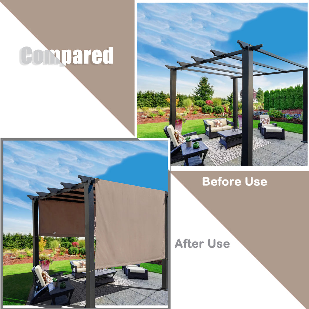 Alion Home Universal Waterproof Pergola Shade Cover w/Rod Pockets (Includes Weighted Rods) - Muddy Water