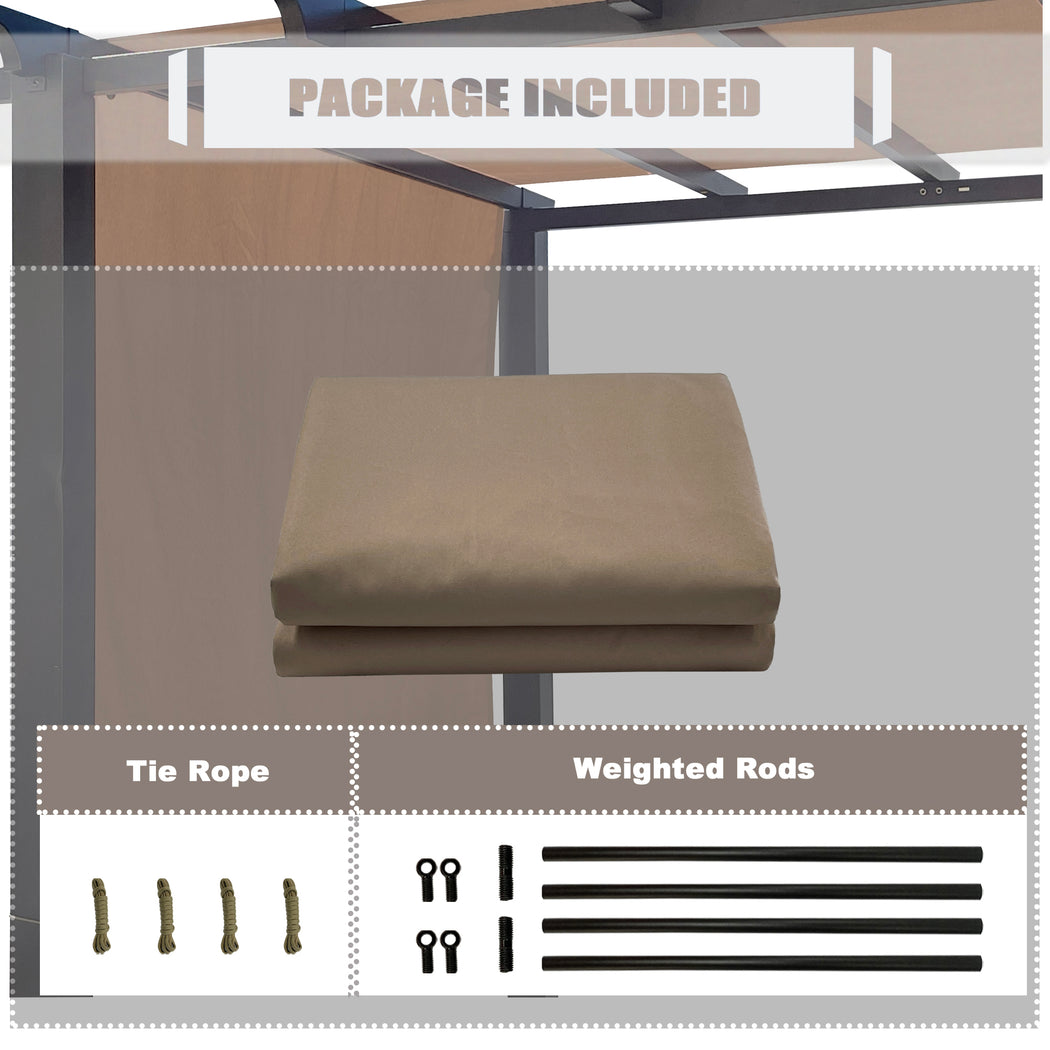 Alion Home Universal Waterproof Pergola Shade Cover w/Rod Pockets (Includes Weighted Rods) - Muddy Water