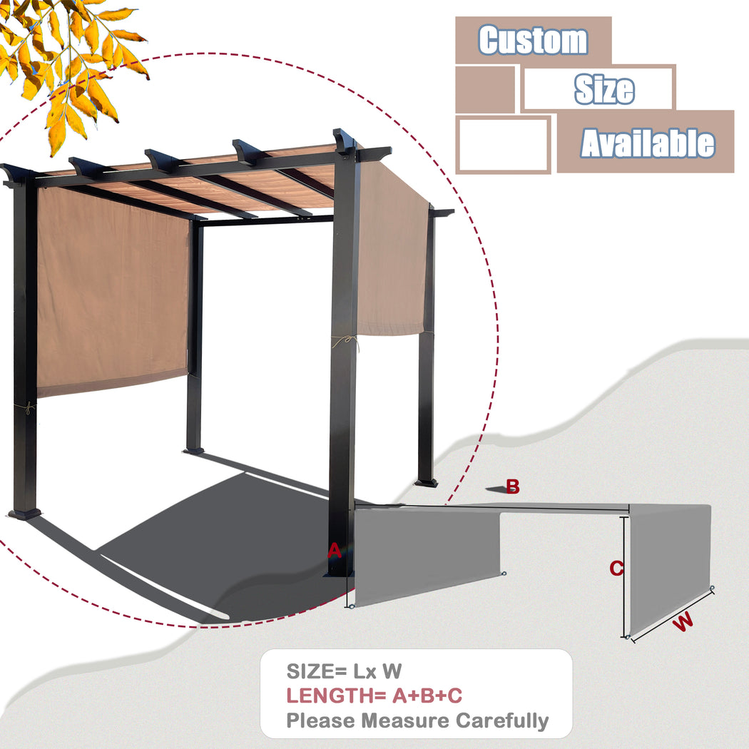 Alion Home Universal Waterproof Pergola Shade Cover w/Rod Pockets (Includes Weighted Rods) - Muddy Water