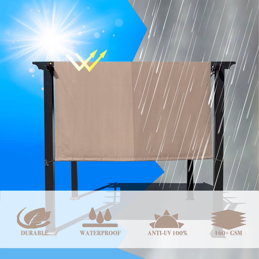 Alion Home Universal Waterproof Pergola Shade Cover w/Rod Pockets (Includes Weighted Rods) - Muddy Water