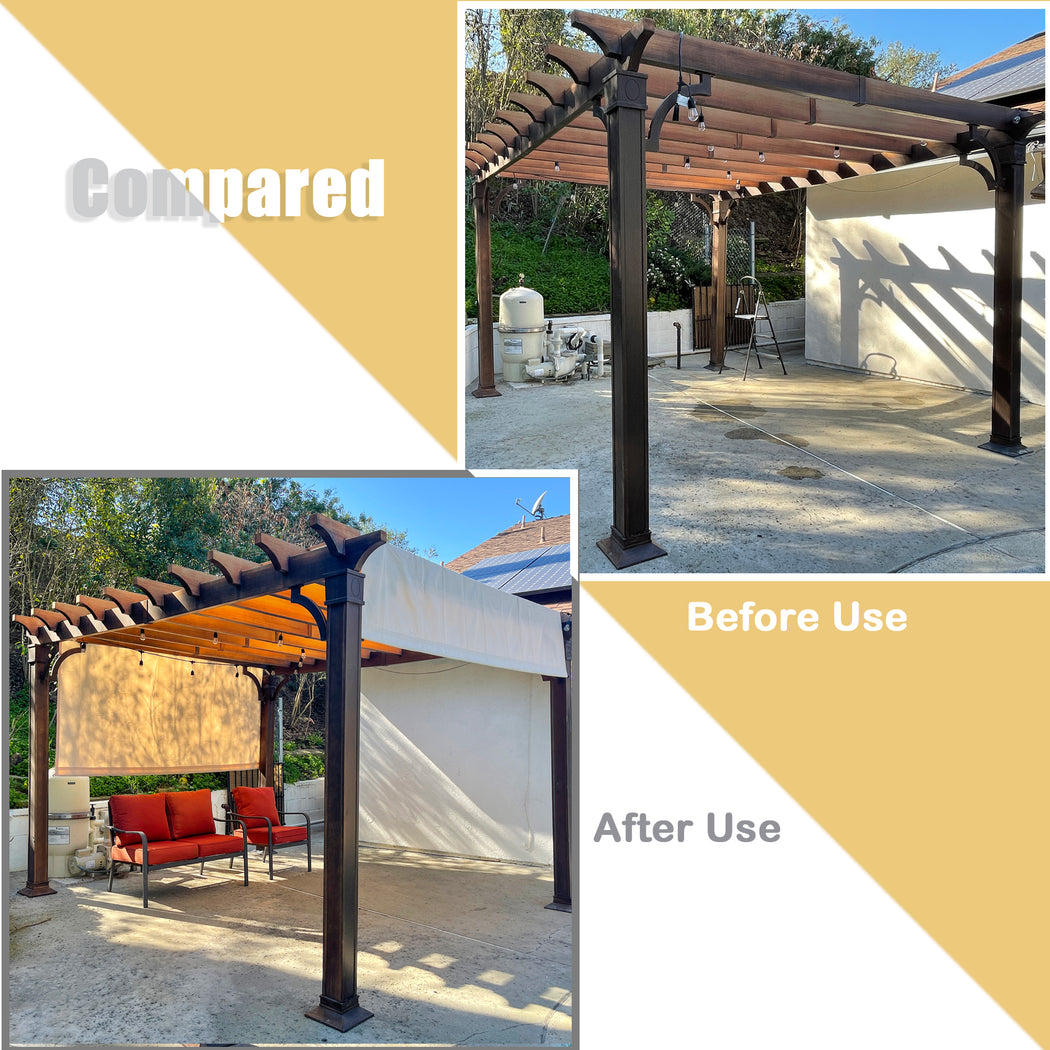 Alion Home Universal Waterproof Pergola Shade Cover w/Rod Pockets (Includes Weighted Rods) - Beige