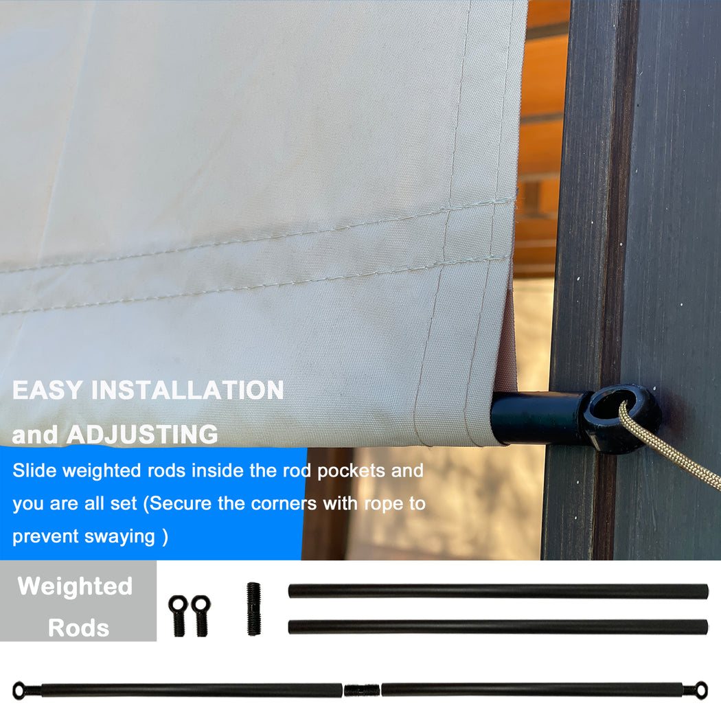 Alion Home Universal Waterproof Pergola Shade Cover w/Rod Pockets (Includes Weighted Rods) - Beige