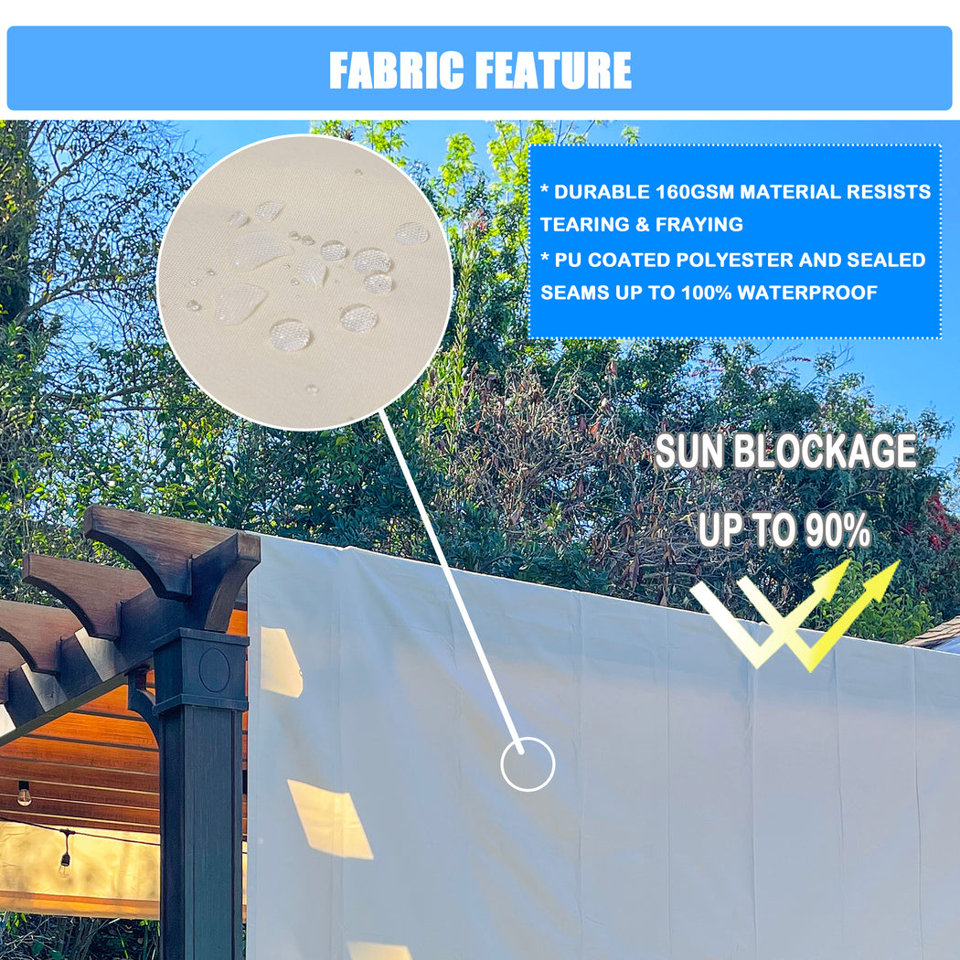 Alion Home Universal Waterproof Pergola Shade Cover w/Rod Pockets (Includes Weighted Rods) - Beige