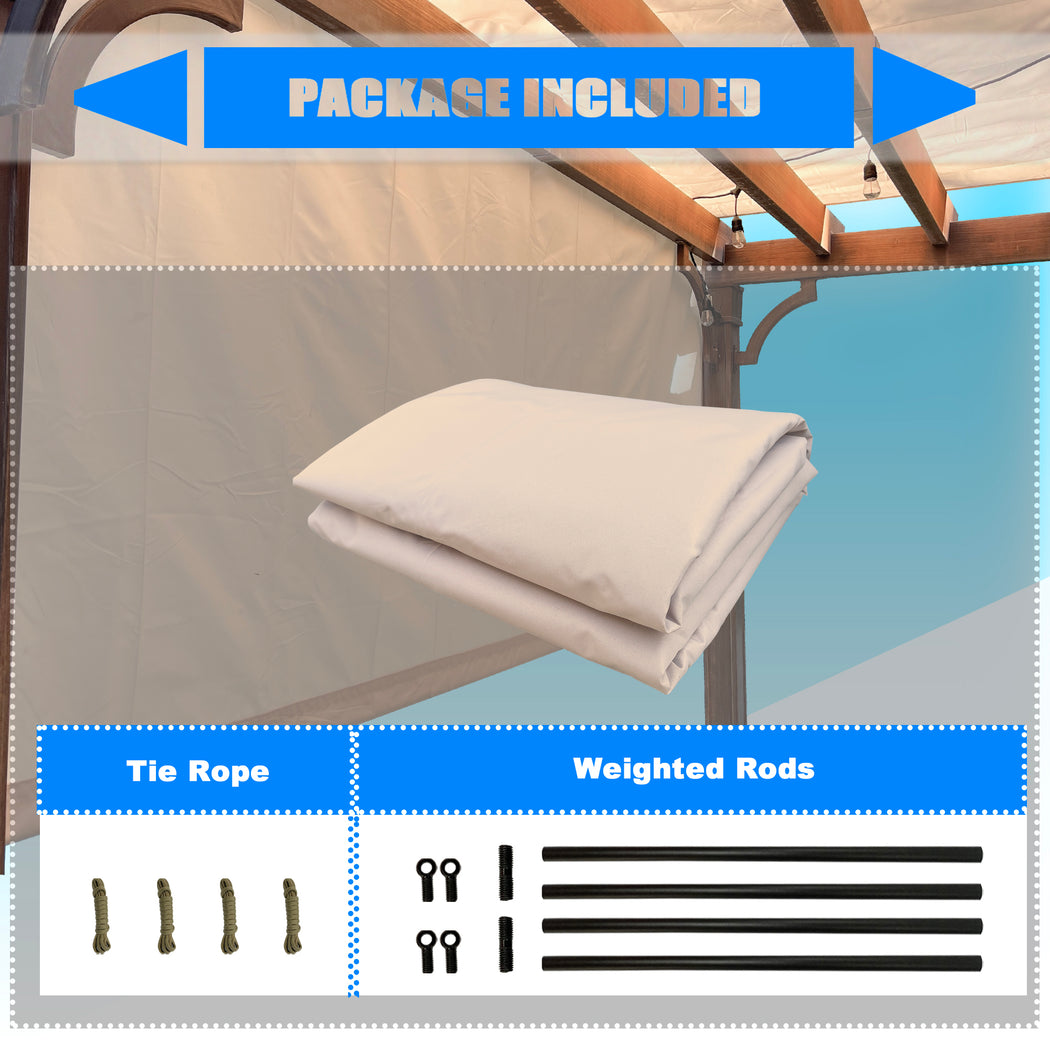 Alion Home Universal Waterproof Pergola Shade Cover w/Rod Pockets (Includes Weighted Rods) - Beige