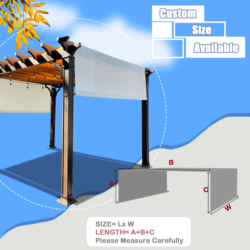 Alion Home Universal Waterproof Pergola Shade Cover w/Rod Pockets (Includes Weighted Rods) - Beige