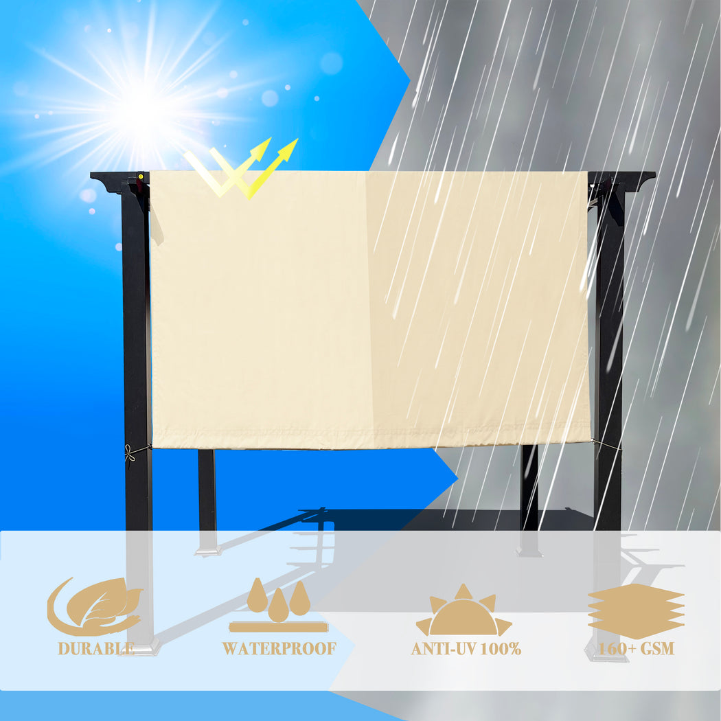 Alion Home Universal Waterproof Pergola Shade Cover w/Rod Pockets (Includes Weighted Rods) - Beige
