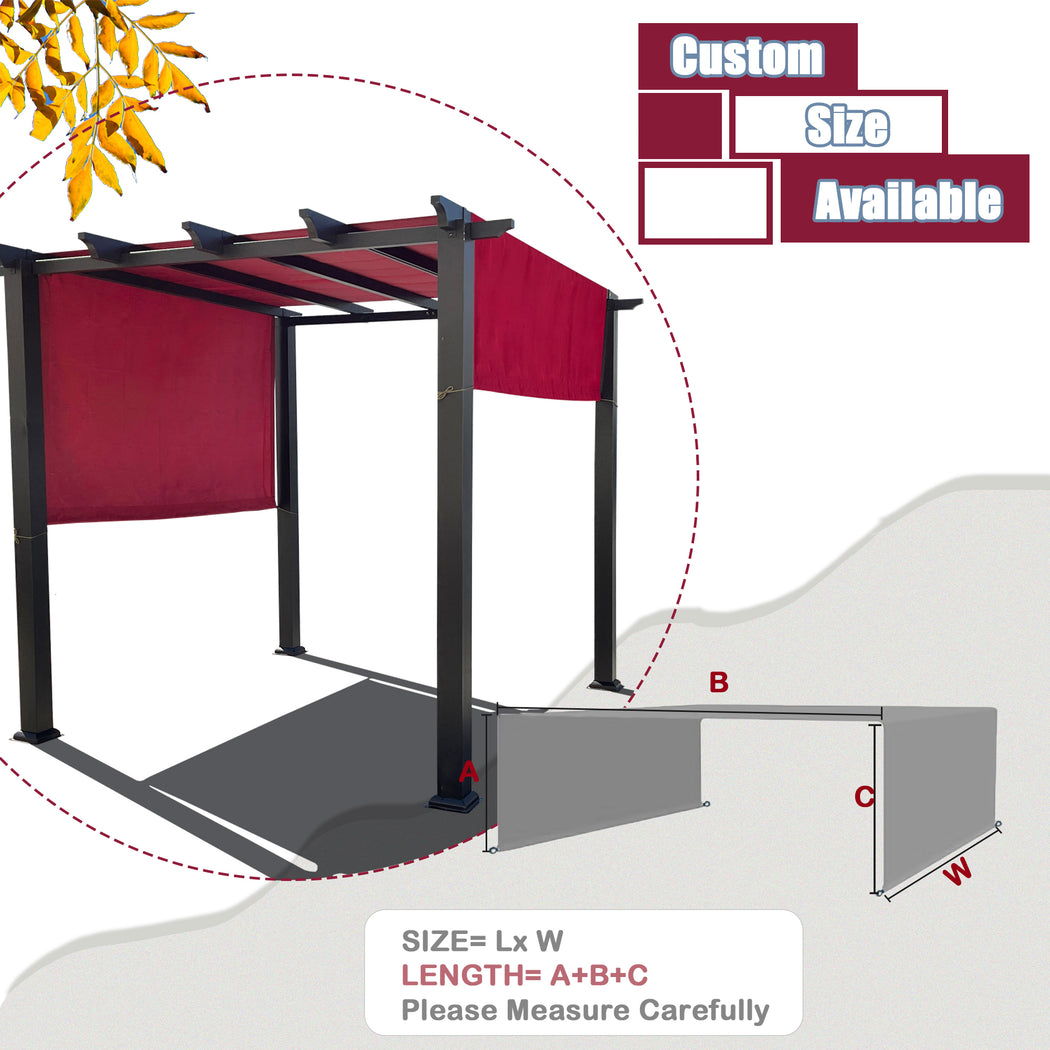 Alion Home Universal Waterproof Pergola Shade Cover w/Rod Pockets (Includes Weighted Rods) - Burgundy Red