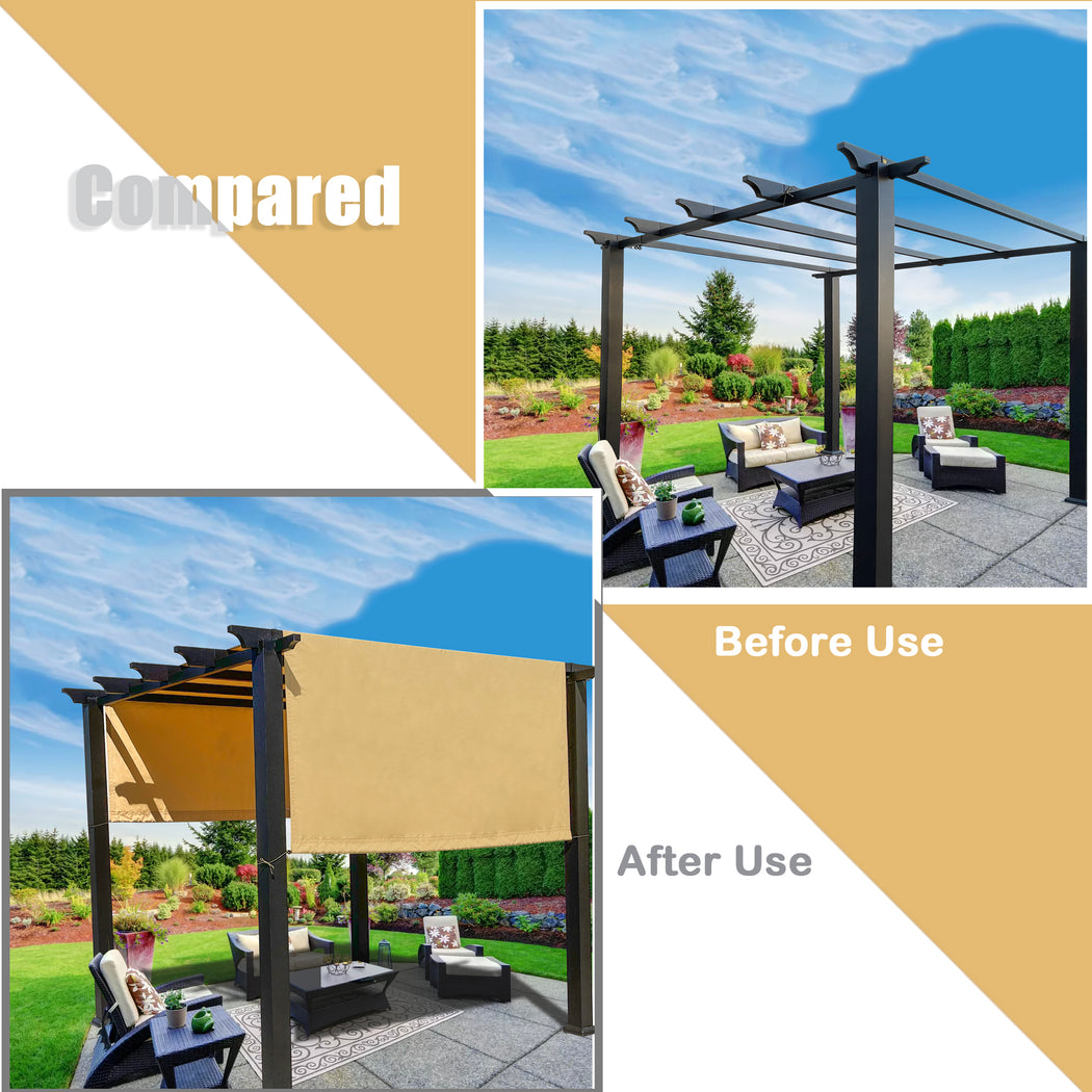 Alion Home Universal Waterproof Pergola Shade Cover w/Rod Pockets (Includes Weighted Rods) - Sand