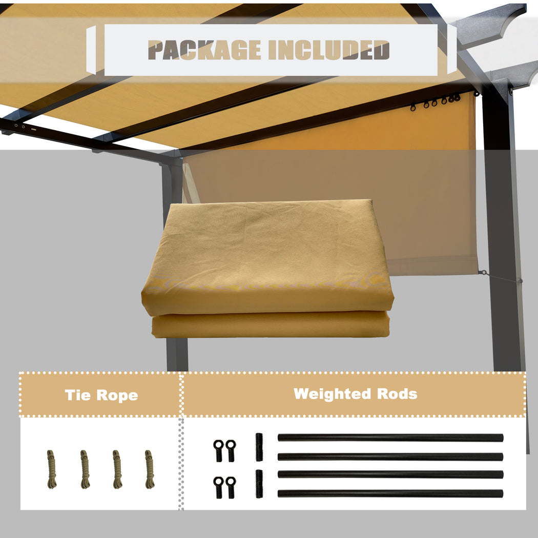 Alion Home Universal Waterproof Pergola Shade Cover w/Rod Pockets (Includes Weighted Rods) - Sand