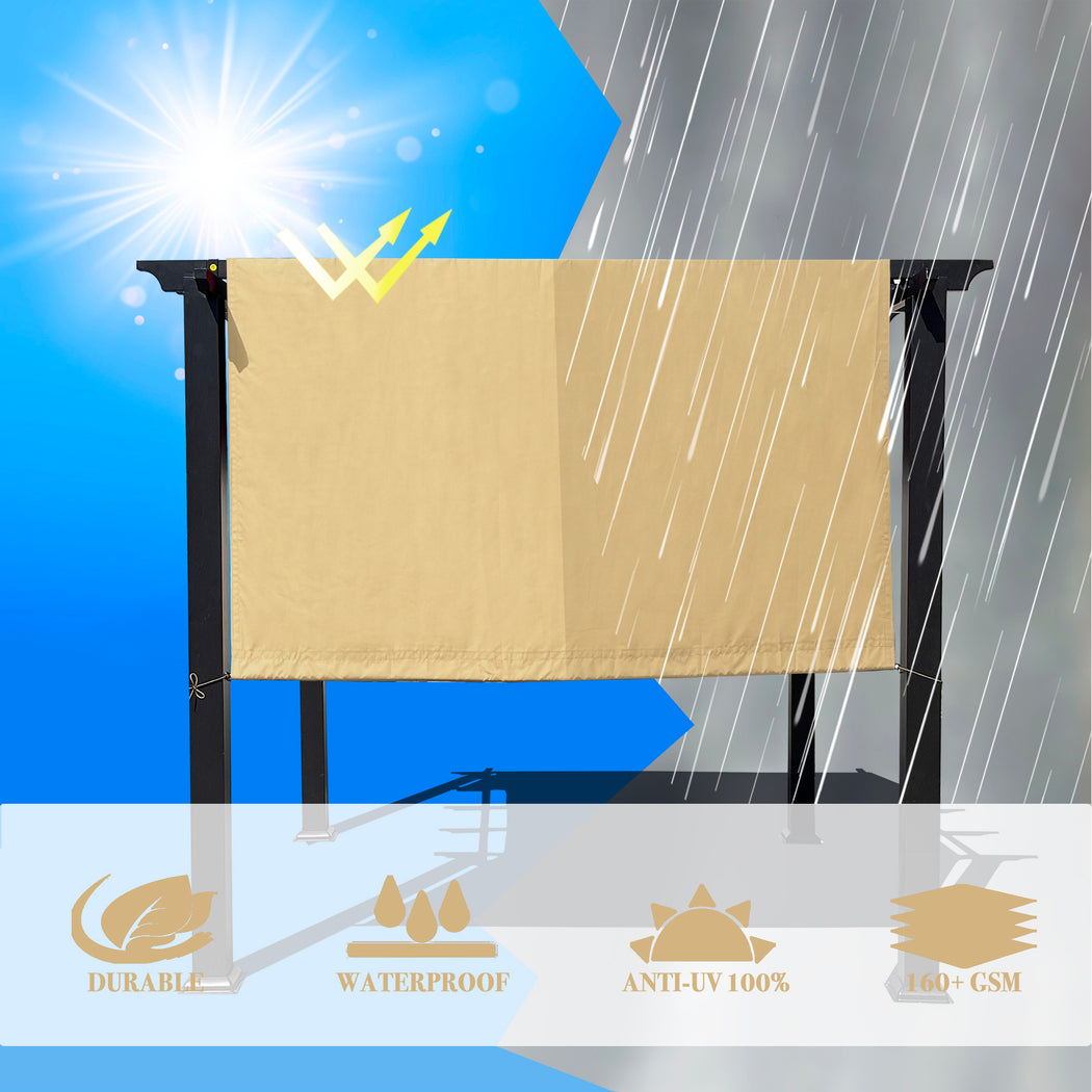 Alion Home Universal Waterproof Pergola Shade Cover w/Rod Pockets (Includes Weighted Rods) - Sand