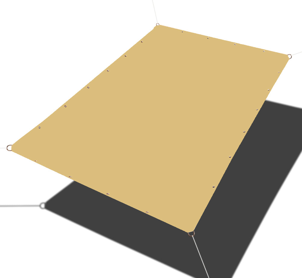 Custom Sizes Straight Edge Waterproof Woven Sun Shade Sail - Desert Sand