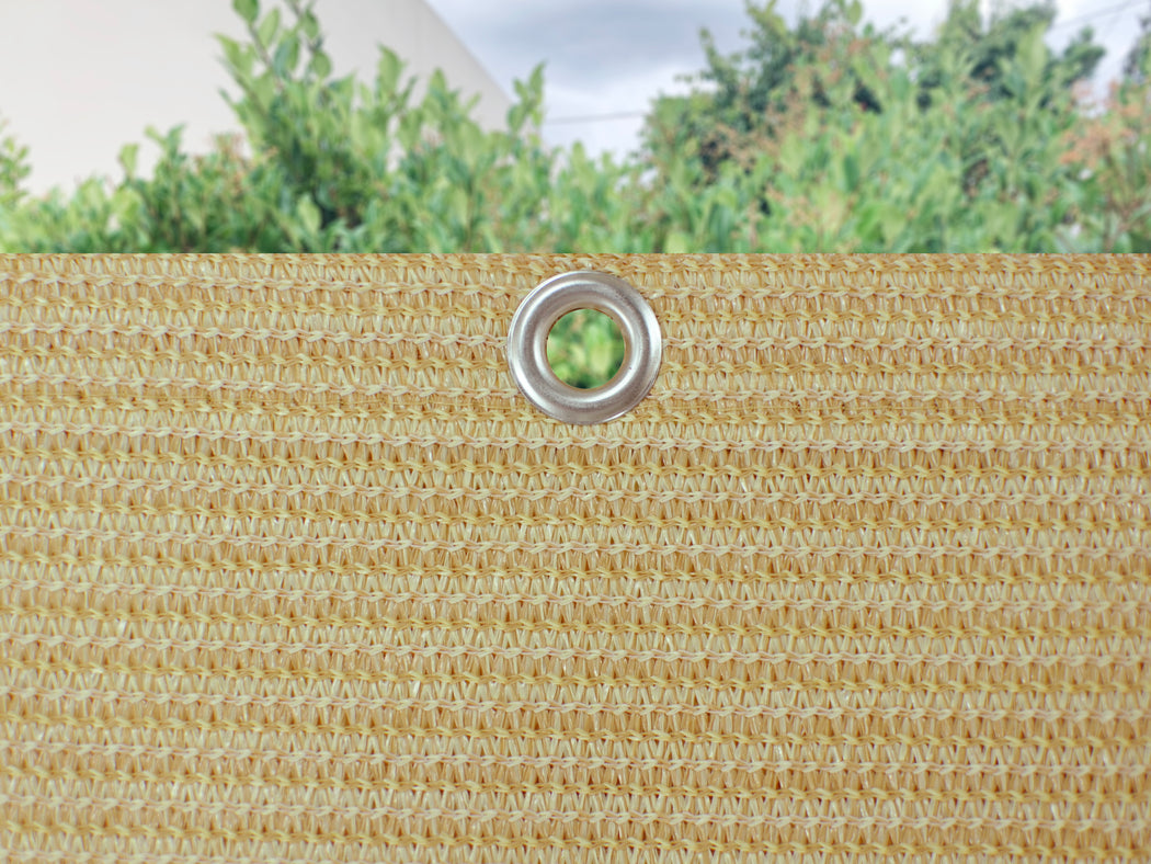 Custom Sized Sun Shade Privacy Panel (2 Sides Hemmed w/Grommets) - Banha Beige (Width x Height)