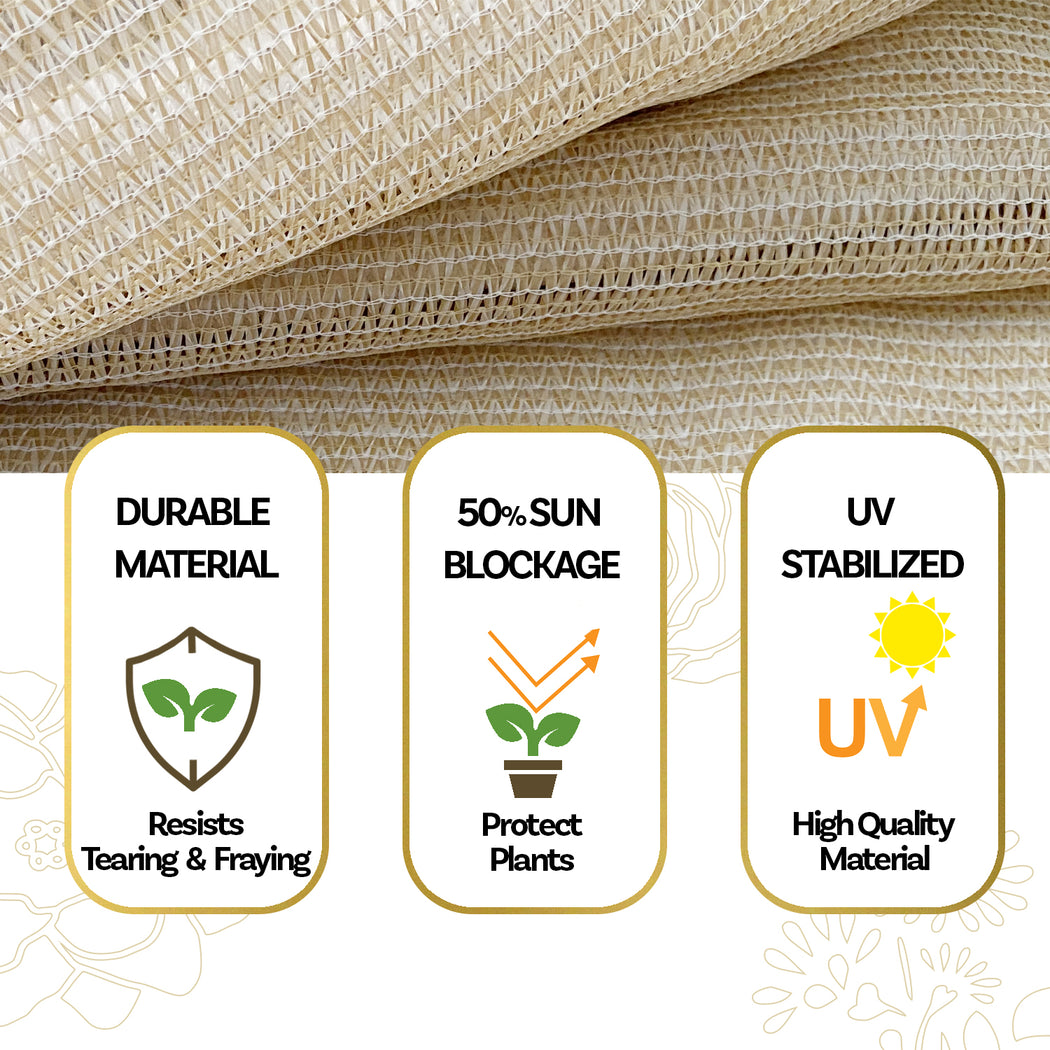Custom Size 50% Sun Block Garden Netting Mesh - Beige