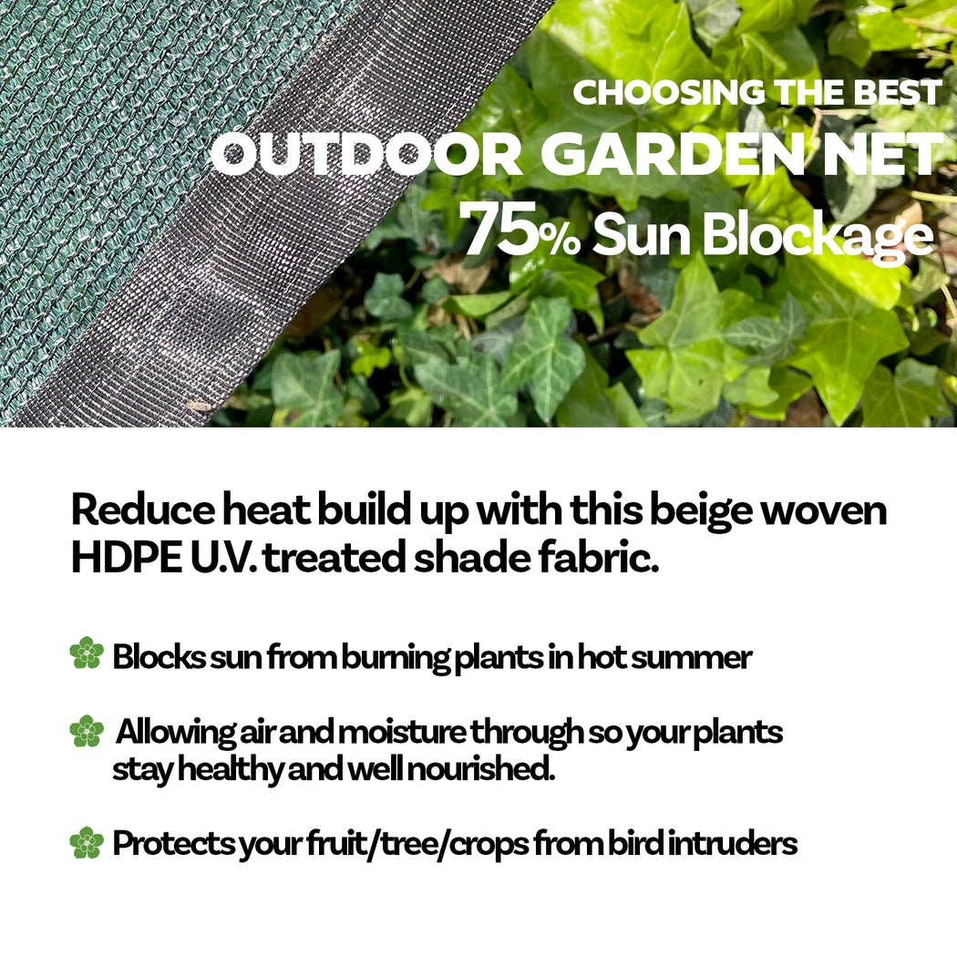 Custom Size 75% SUN BLOCK GARDEN NETTING MESH - GREEN