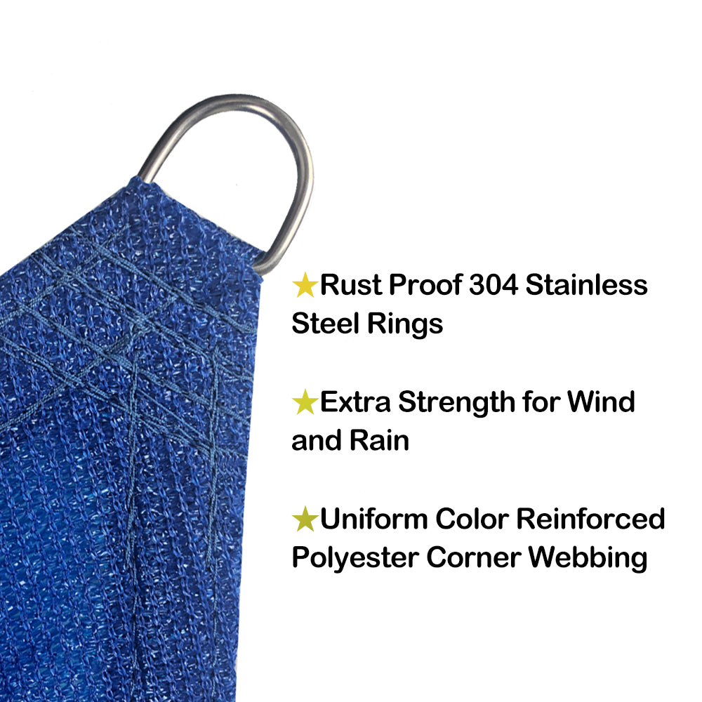 Custom Sized HDPE Straight Edge Sun Shade Sail - Blue
