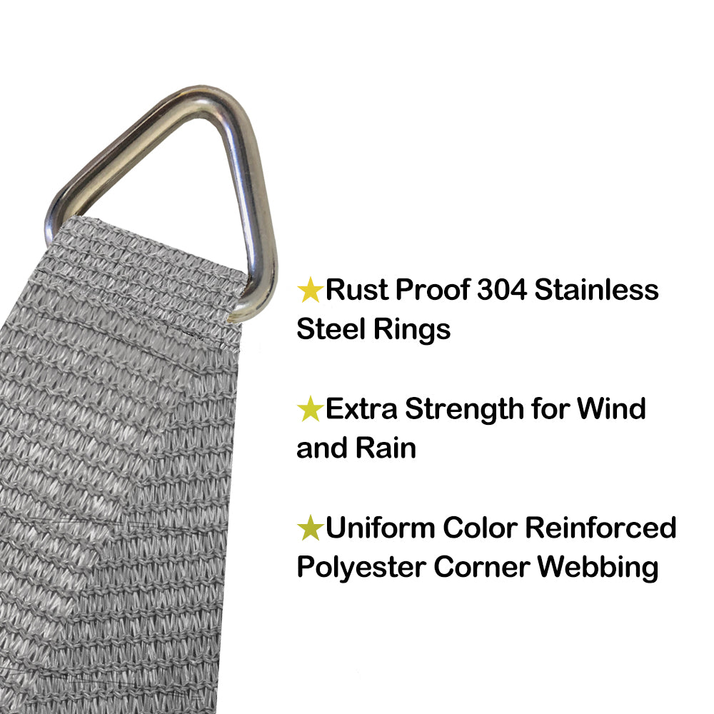 Custom Size Right Triangle HDPE UV Block Sun Shade Sail (Hardware Kit Included) - Grey
