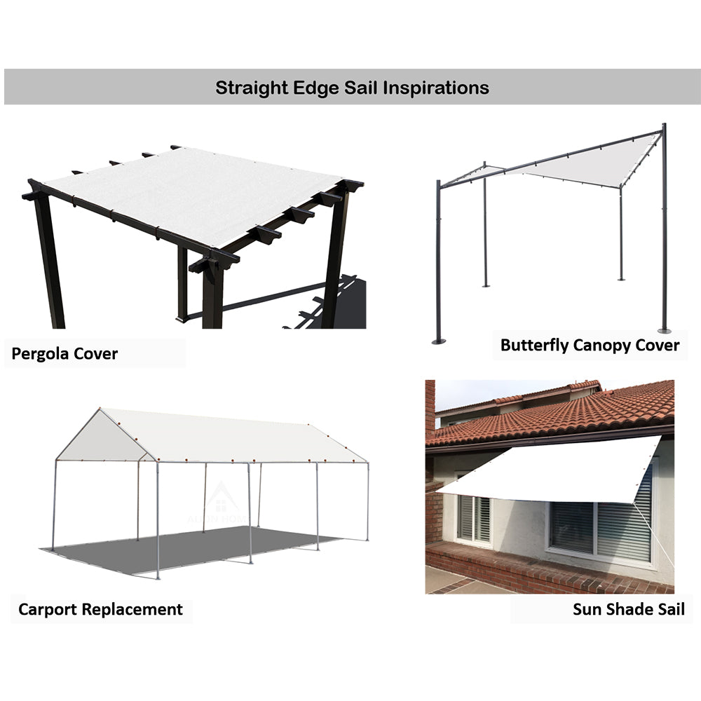 Custom Sized Straight Edge Sun Shade Sail - White