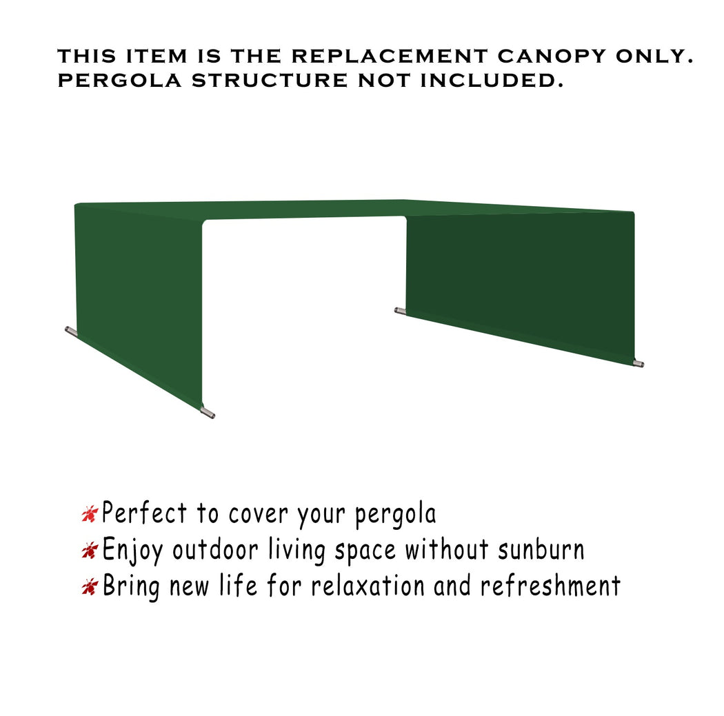 Custom Sizes Rod Pocket Waterproof Universal Replacement Shade Canopy Top Cover for Pergola - Dark Green (Pergola Not Included) *Rod Pockets on the Width (Length x Width)*