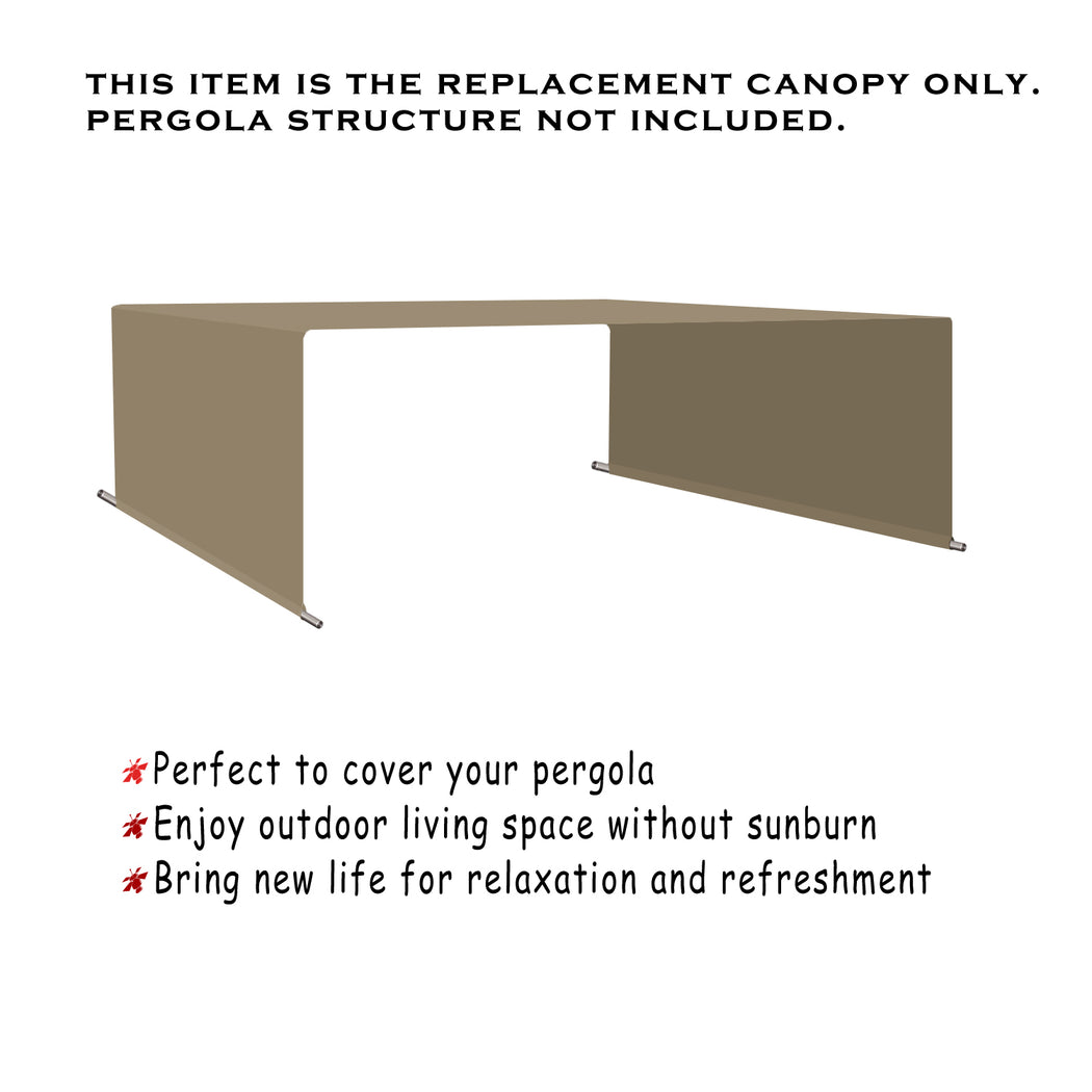 Custom Sizes Rod Pocket Waterproof Universal Replacement Shade Canopy Top Cover for Pergola - Muddy Water (Pergola Not Included) *Rod Pockets on the Width (Length x Width)*