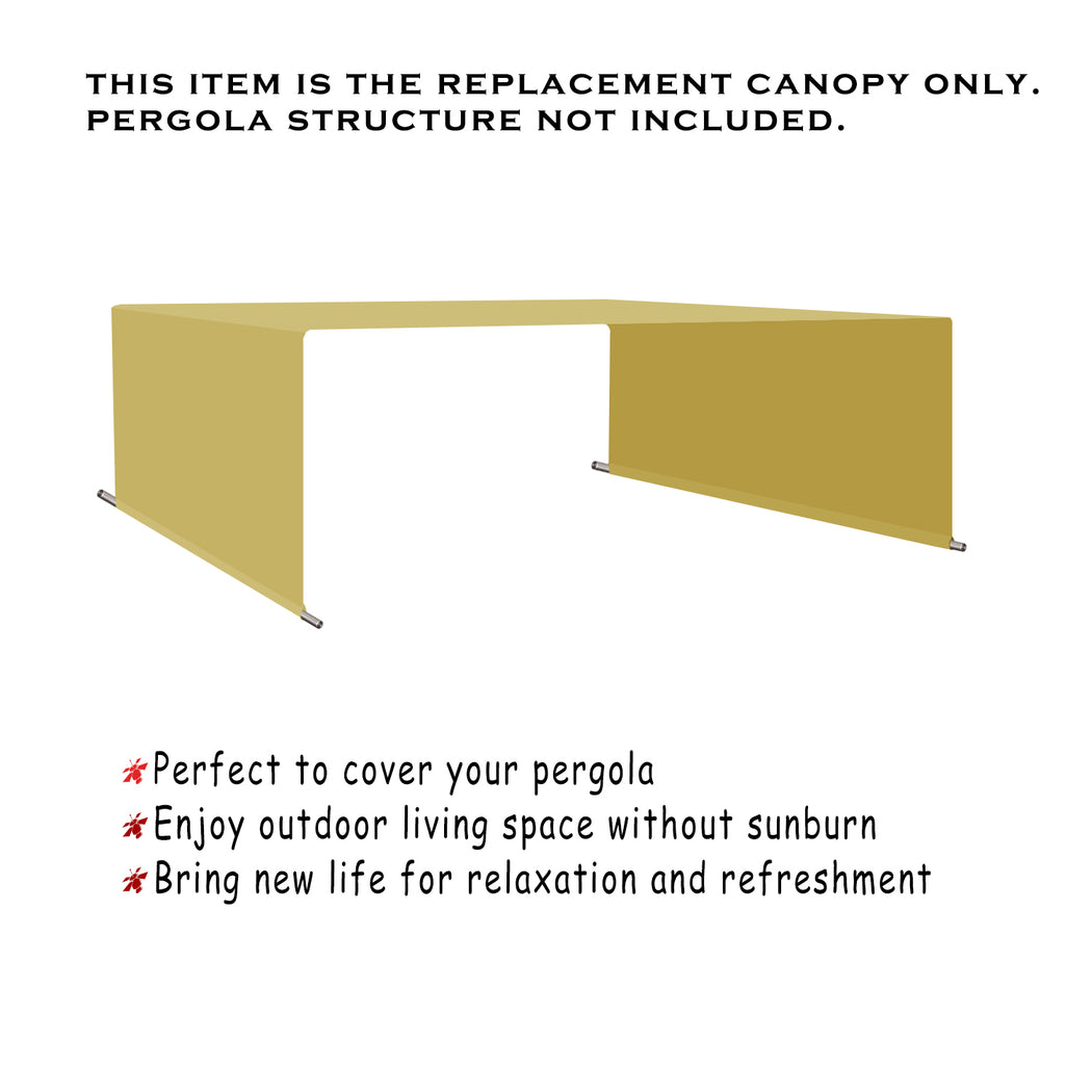 Custom Sizes Rod Pocket Waterproof Universal Replacement Shade Canopy Top Cover for Pergola - Desert Sand (Pergola Not Included) *Rod Pockets on the Width (Length x Width)*