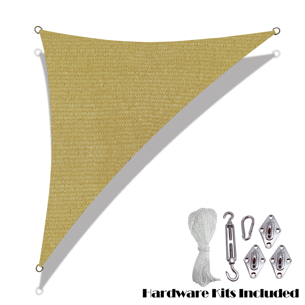 Custom Size (9ft x 9ft x 12.7ft) Custom Sized Right Triangle Sun Shade Sail w/ Stainless Steel Hardware Kit