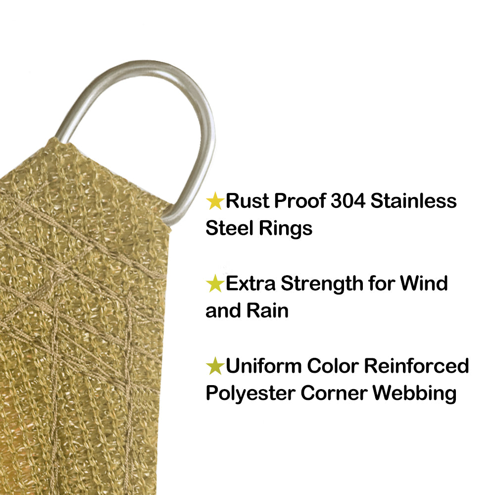 Custom Size Right Triangle HDPE UV Block Sun Shade Sail (Hardware Kit Included) - Sand