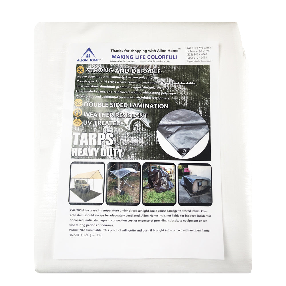 Alion Home Heavy Duty 12 Mil Poly Tarps - White